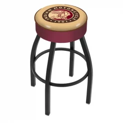 Holland Bar Stool Co. 30" Indian Motorcycle Cushion Seat, Blk Wrinkle Base Swivel Bar Stool
