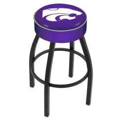 Holland Bar Stool Co. 30" 4" Kansas State Cushion Seat, Blk Wrinkle Base Swivel Bar Stool