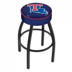 Holland Bar Stool Co. 25" 4" Louisiana Tech Cushion Seat, Blk Wrinkle Base Swivel Bar Stool