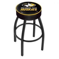 Holland Bar Stool Co. 25" 4" Michigan Tech Cushion Seat, Blk Wrinkle Base Swivel Bar Stool