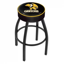 Holland Bar Stool Co. 30" Missouri Western St Cushion Seat, Blk Wrnkl Base Swivel Bar Stool