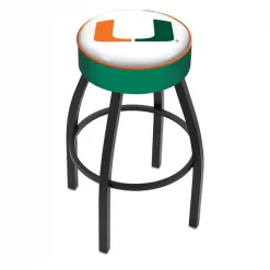 Holland Bar Stool Co. 25" 4" Miami (FL) Cushion Seat, Blk Wrinkle Base Swivel Bar Stool