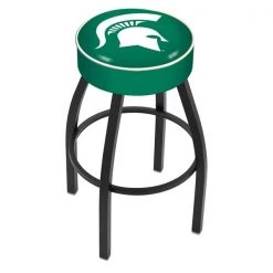 Holland Bar Stool Co. 30" 4" Michigan State Cushion Seat, Blk Wrinkle Base Swivel Bar Stool