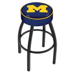 Holland Bar Stool Co. 30" 4" Michigan Cushion Seat, Blk Wrinkle Base Swivel Bar Stool