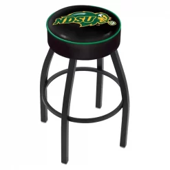 Holland Bar Stool Co. 30" North Dakota State Cushion Seat, Blk Wrinkle Base Swivel Bar Stool