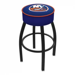 Holland Bar Stool Co. 30" New York Islanders Cushion Seat, Blk Wrinkle Base Swivel Bar Stool