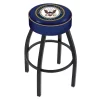 Holland Bar Stool Co. 25" 4" U.S. Navy Cushion Seat, Blk Wrinkle Base Swivel Bar Stool