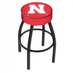 Holland Bar Stool Co. 30" 4" Nebraska Cushion Seat, Blk Wrinkle Base Swivel Bar Stool