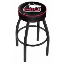 Holland Bar Stool Co. 30" Northern Illinois Cushion Seat, Blk Wrinkle Base Swivel Bar Stool