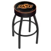 Holland Bar Stool Co. 30" 4" Oklahoma State Cushion Seat, Blk Wrinkle Base Swivel Bar Stool