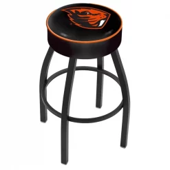 Holland Bar Stool Co. 30" 4" Oregon State Cushion Seat, Blk Wrinkle Base Swivel Bar Stool