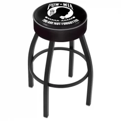 Holland Bar Stool Co. 30" 4" POW/MIA Cushion Seat, Blk Wrinkle Base Swivel Bar Stool