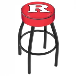 Holland Bar Stool Co. 25" 4" Rutgers Cushion Seat, Blk Wrinkle Base Swivel Bar Stool