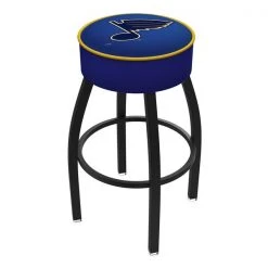 Holland Bar Stool Co. 30" 4" St Louis Blues Cushion Seat, Blk Wrinkle Base Swivel Bar Stool