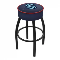 Holland Bar Stool Co 25" Seattle Kraken 4" Cushion, Black Wrinkle Base Swivel Bar Stool