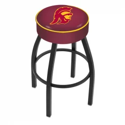 Holland Bar Stool Co. 30" 4" USC Trojans Cushion Seat, Blk Wrinkle Base Swivel Bar Stool