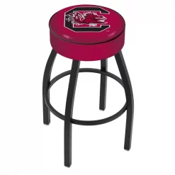 Holland Bar Stool Co. 25" 4" South Carolina Cushion Seat, Blk Wrinkle Base Swivel Bar Stool