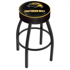 Holland Bar Stool Co. 25" 4" Southern Miss Cushion Seat, Blk Wrinkle Base Swivel Bar Stool