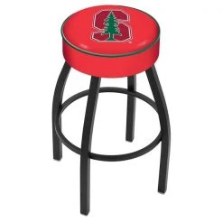 Holland Bar Stool Co. 30" 4" Stanford Cushion Seat, Blk Wrinkle Base Swivel Bar Stool
