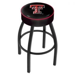 Holland Bar Stool Co. 30" 4" Texas Tech Cushion Seat, Blk Wrinkle Base Swivel Bar Stool