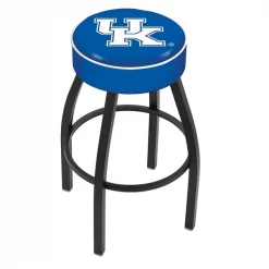 Holland Bar Stool Co. 25" 4" Kentucky "UK" Cushion Seat, Blk Wrinkle Base Swivel Bar Stool