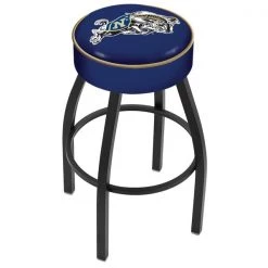 Holland Bar Stool Co. 25" US Naval Academy NAVY Cushion Seat, Blk Wrnkl Base Swivel Bar Stool