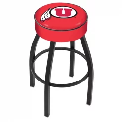 Holland Bar Stool Co. 30" 4" Utah Cushion Seat, Blk Wrinkle Base Swivel Bar Stool