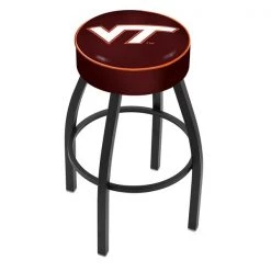Holland Bar Stool Co. 25" 4" Virginia Tech Cushion Seat, Blk Wrinkle Base Swivel Bar Stool