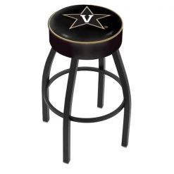Holland Bar Stool Co. 25" 4" Vanderbilt Cushion Seat, Blk Wrinkle Base Swivel Bar Stool