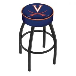 Holland Bar Stool Co. 25" 4" Virginia Cushion Seat, Blk Wrinkle Base Swivel Bar Stool