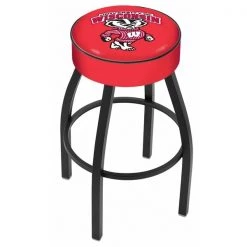 Holland Bar Stool Co. 25" Wisconsin "Badger" Cushion Seat, Blk Wrinkle Base Swivel Bar Stool