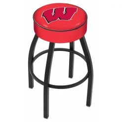 Holland Bar Stool Co. 25" 4" Wisconsin "W" Cushion Seat, Blk Wrinkle Base Swivel Bar Stool
