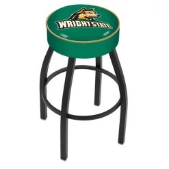Holland Bar Stool Co. 25" 4" Wright State Cushion Seat, Blk Wrinkle Base Swivel Bar Stool