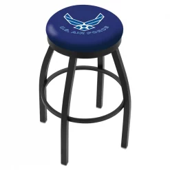 Holland Bar Stool Co. 30" Blk Wrinkle U.S. Air Force Swivel Bar Stool, Accent Ring