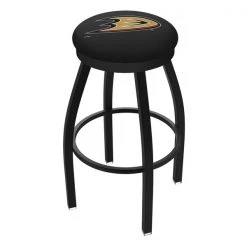 Holland Bar Stool Co. 25" Blk Wrinkle Anaheim Ducks Swivel Bar Stool, Accent Ring