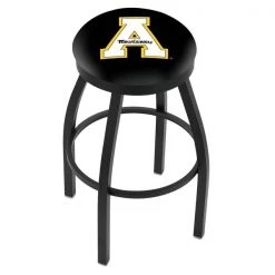 Holland Bar Stool Co. 25" Blk Wrinkle Appalachian State Swivel Bar Stool, Accent Ring