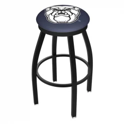Holland Bar Stool Co. 25" Blk Wrinkle Butler Swivel Bar Stool, Accent Ring