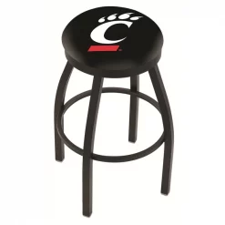 Holland Bar Stool Co. 30" Blk Wrinkle Cincinnati Swivel Bar Stool, Accent Ring