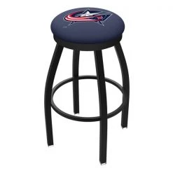 Holland Bar Stool Co. 30" Blk Wrinkle Columbus Blue Jackets Swivel Bar Stool, Accent Ring