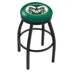 Holland Bar Stool Co. 25" Blk Wrinkle Colorado State Swivel Bar Stool, Accent Ring