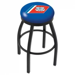 Holland Bar Stool Co. 30" Blk Wrinkle U.S. Coast Guard Swivel Bar Stool, Accent Ring