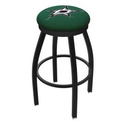 Holland Bar Stool Co. 30" Blk Wrinkle Dallas Stars Swivel Bar Stool, Accent Ring