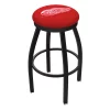 Holland Bar Stool Co. 30" Blk Wrinkle Detroit Red Wings Swivel Bar Stool, Accent Ring