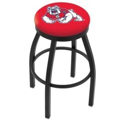 Holland Bar Stool Co. 30" Blk Wrinkle Fresno State Swivel Bar Stool, Accent Ring