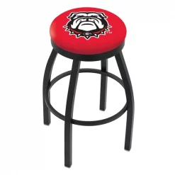 Holland Bar Stool Co. 30" Blk Wrinkle Georgia "Bulldog" Swivel Bar Stool, Accent Ring