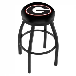Holland Bar Stool Co. 30" Blk Wrinkle Georgia "G" Swivel Bar Stool, Accent Ring