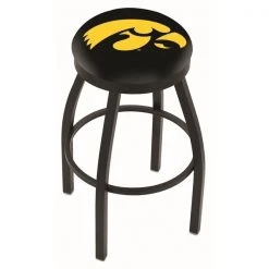 Holland Bar Stool Co. 25" Blk Wrinkle Iowa Swivel Bar Stool, Accent Ring