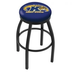 Holland Bar Stool Co. 25" Blk Wrinkle Kent State Swivel Bar Stool, Accent Ring