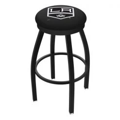 Holland Bar Stool Co. 25" Blk Wrinkle Los Angeles Kings Swivel Bar Stool, Accent Ring