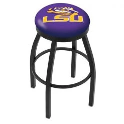 Holland Bar Stool Co. 25" Blk Wrinkle Louisiana State Swivel Bar Stool, Accent Ring